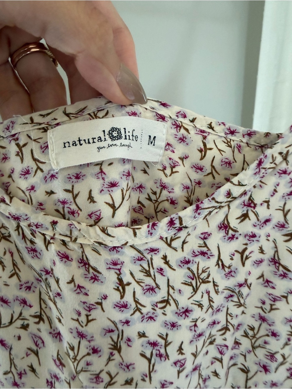 NATURAL LIFE Cream Floral Print Sleeveless Dress with Blossoms - Picture 4 of 4